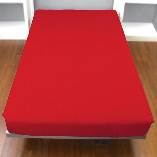 純棉素面雙人床包-紅產品圖