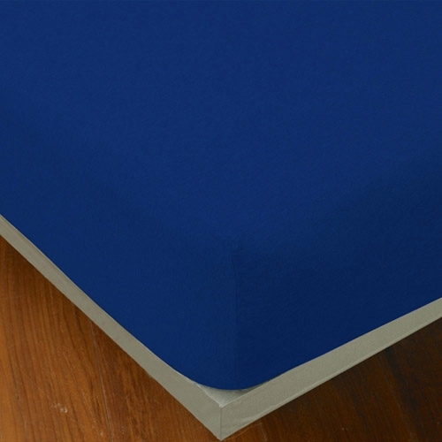 純棉素面加大床包-深藍產品圖