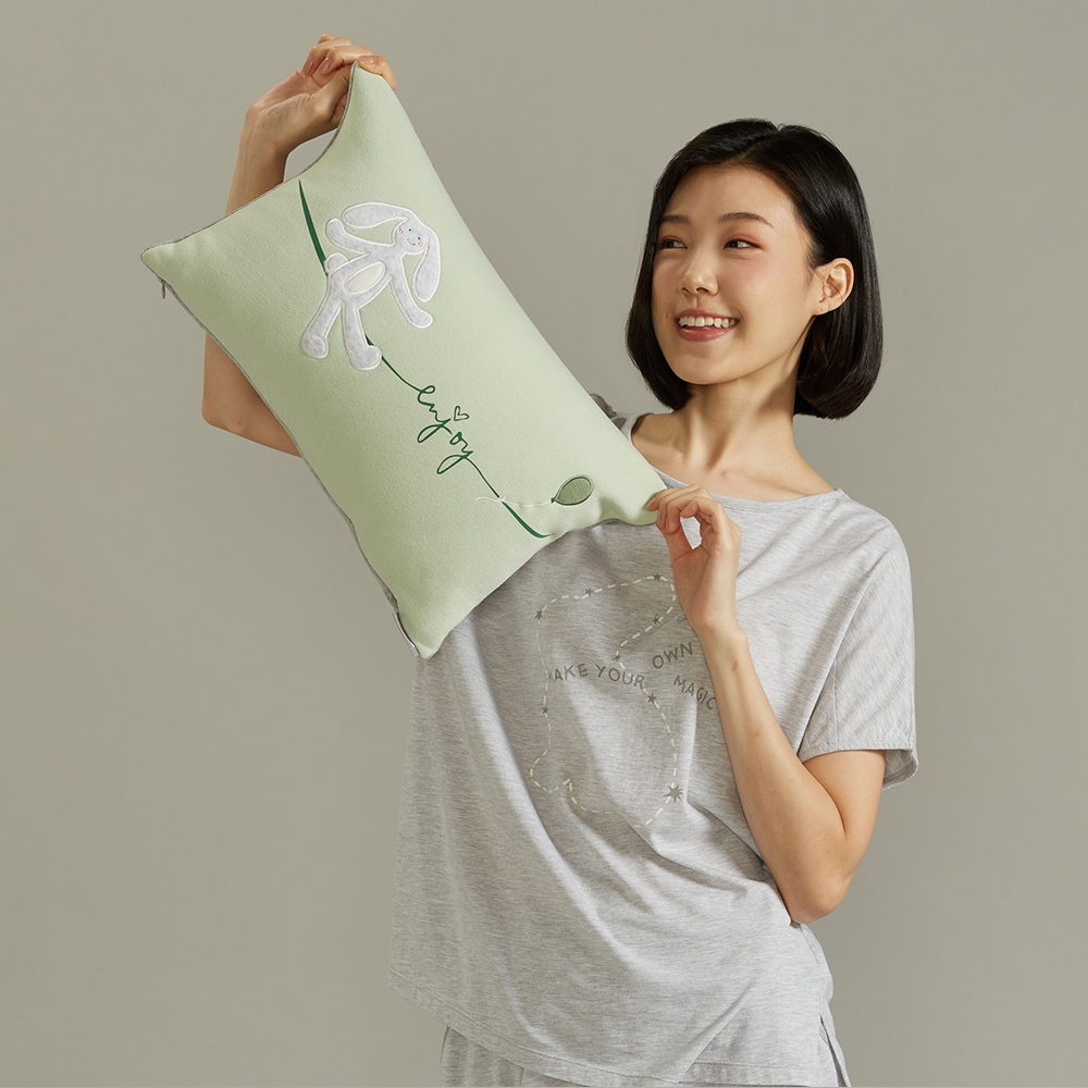 氣球垂耳兔方形抱枕 (30x45公分) -淺蘆薈綠產品圖