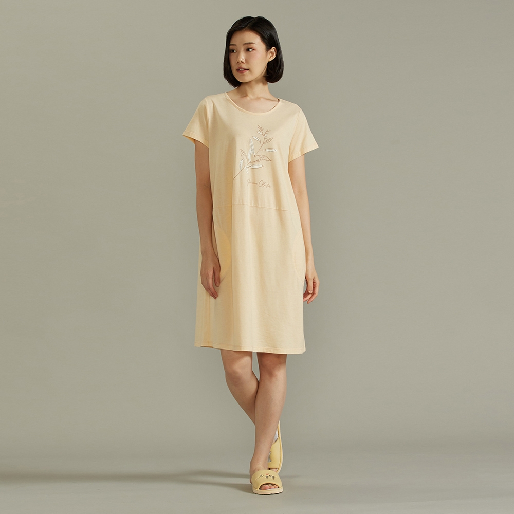 【竹纖維】尤加利短袖洋裝-金合歡黃產品圖