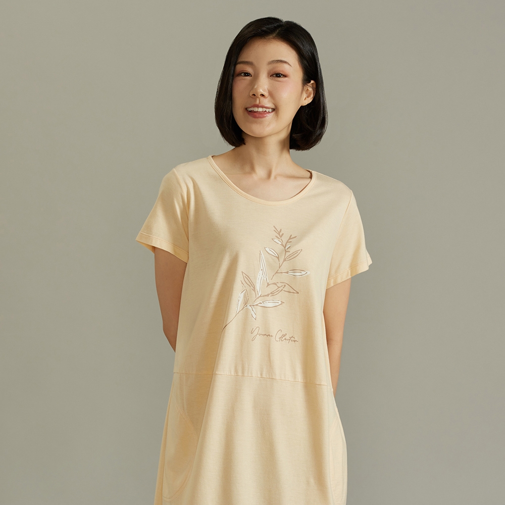 【竹纖維】尤加利短袖洋裝-金合歡黃產品圖
