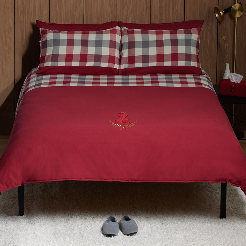 皇家熊 單人被套+枕套二件組-萄葡藤紅產品圖