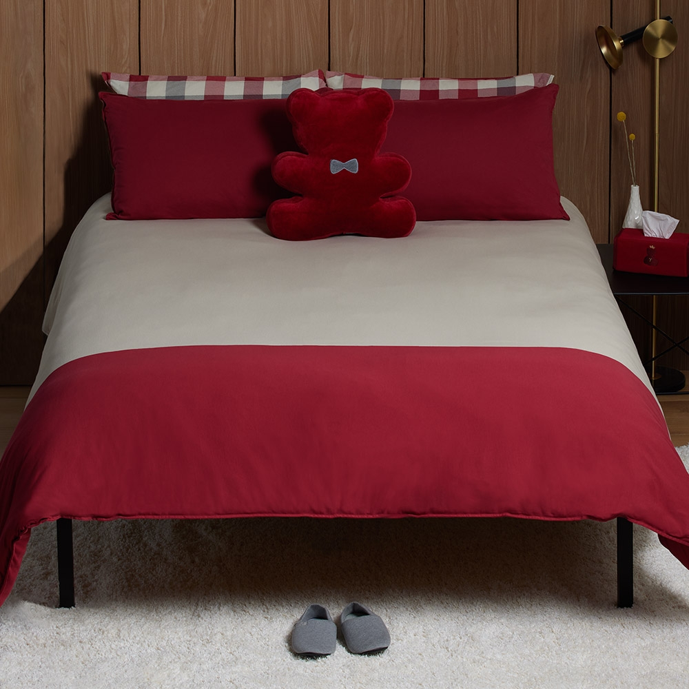 皇家熊 單人被套+枕套二件組-萄葡藤紅產品圖
