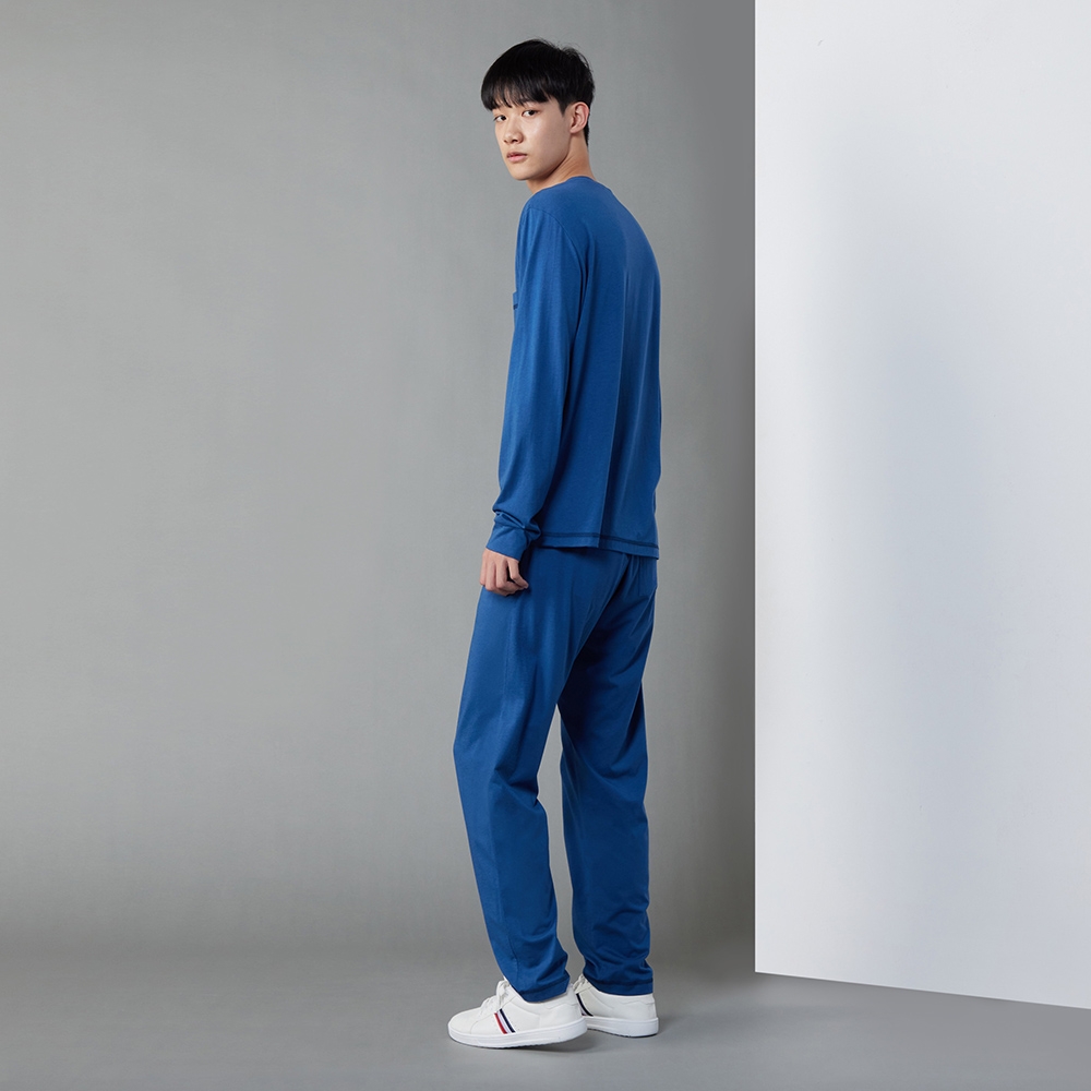 男裝 | 【暖薑纖維】車縫設計上衣-深海藍 (M/L)產品圖