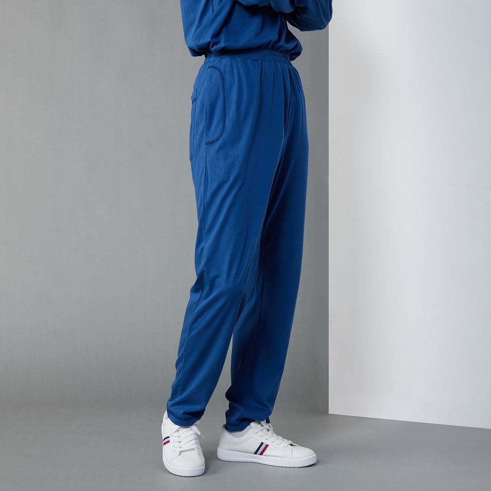 男裝 | 【暖薑纖維】車縫設計長褲-深海藍 (M/L)產品圖