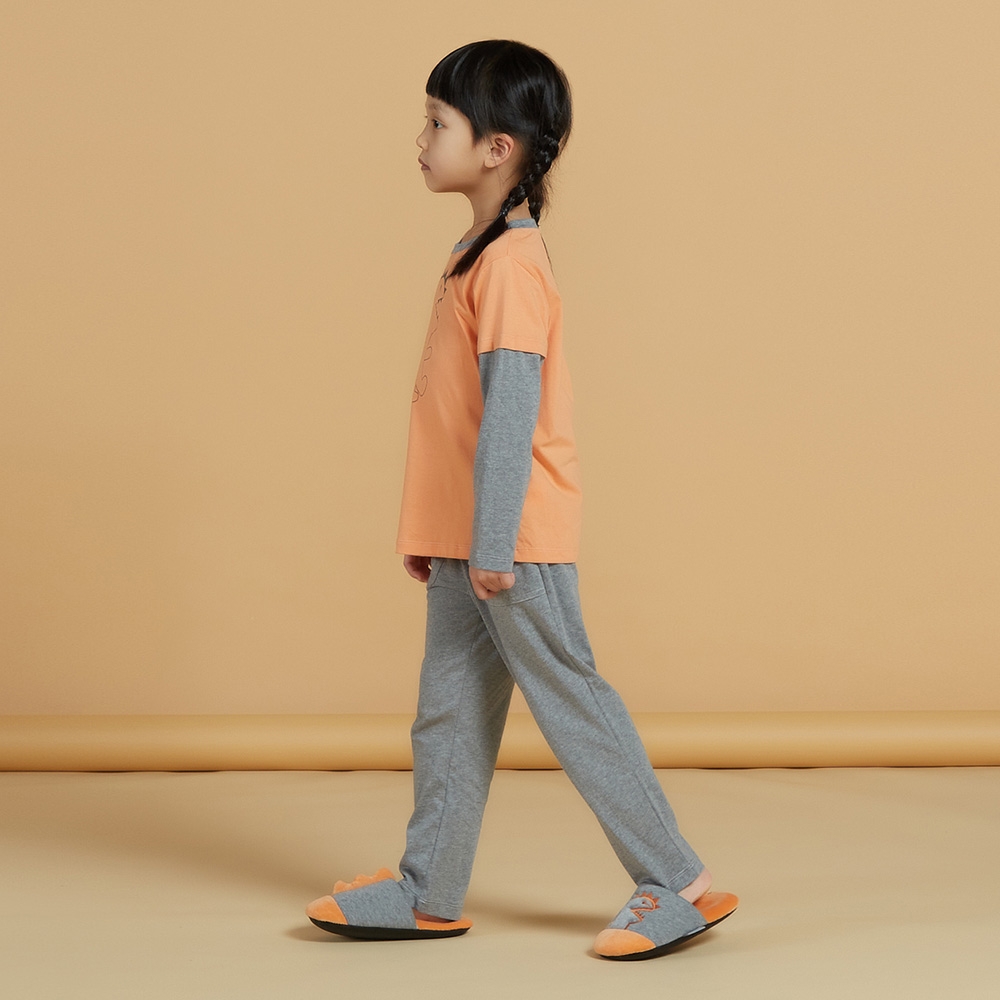 童裝｜恐龍網印長袖上衣-暖陽橘 (S/M)產品圖