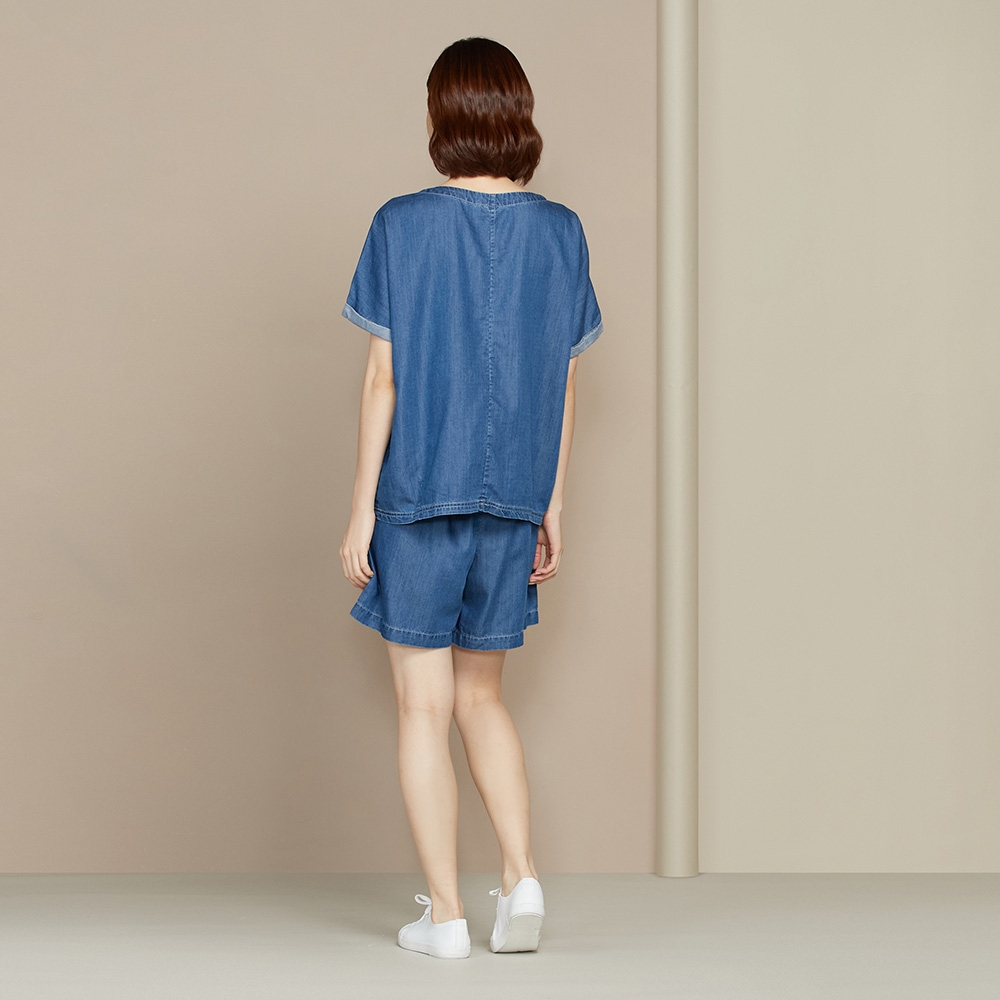 天絲牛仔光澤短褲-藍（M/L）產品圖